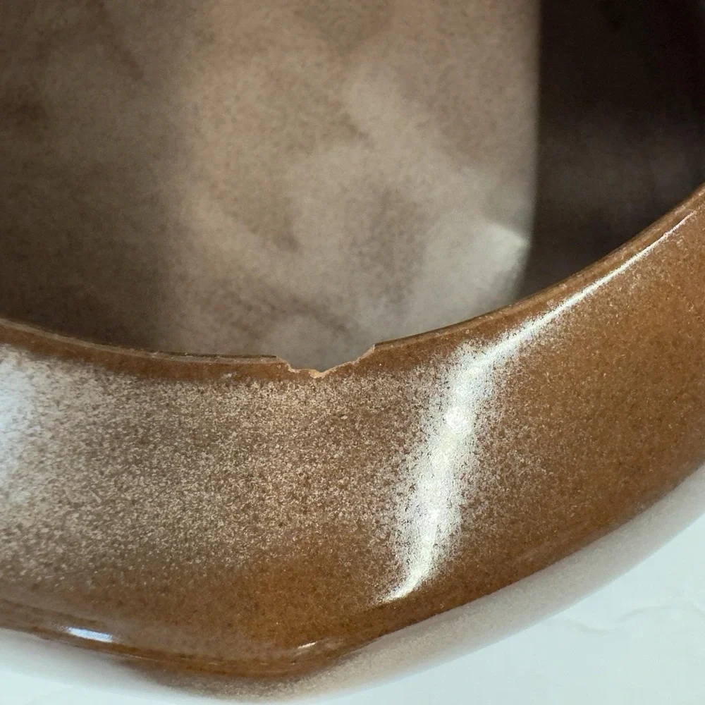 Vintage Mid-Century FRANKOMA POTTERY Baker / Bean Pot Glazed Brown w/ Lid READ‎